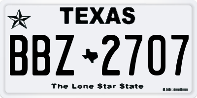 TX license plate BBZ2707
