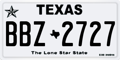 TX license plate BBZ2727