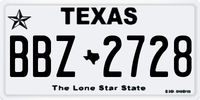 TX license plate BBZ2728