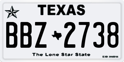TX license plate BBZ2738