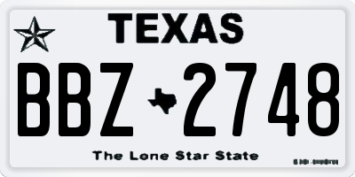 TX license plate BBZ2748