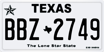 TX license plate BBZ2749