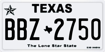 TX license plate BBZ2750