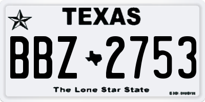 TX license plate BBZ2753