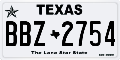 TX license plate BBZ2754