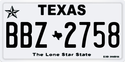 TX license plate BBZ2758