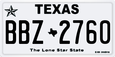 TX license plate BBZ2760