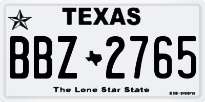 TX license plate BBZ2765