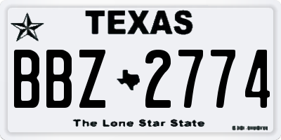 TX license plate BBZ2774