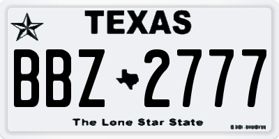 TX license plate BBZ2777