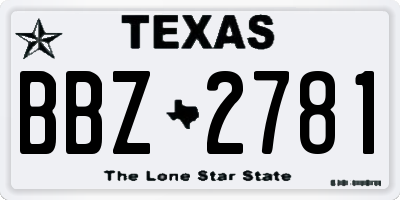 TX license plate BBZ2781