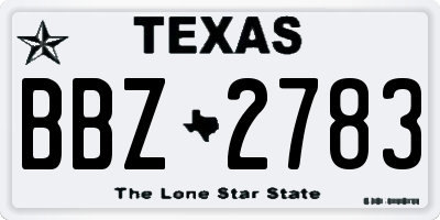 TX license plate BBZ2783