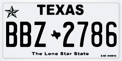TX license plate BBZ2786
