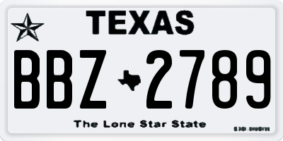 TX license plate BBZ2789