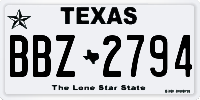 TX license plate BBZ2794