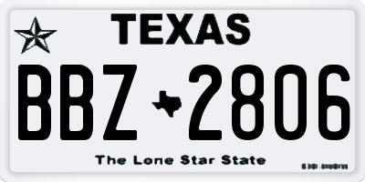 TX license plate BBZ2806