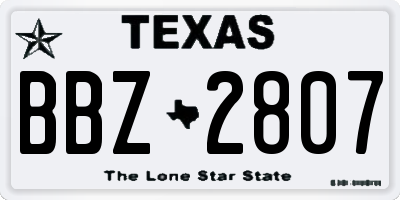 TX license plate BBZ2807