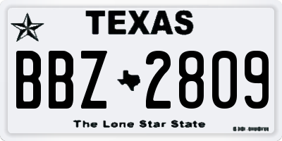 TX license plate BBZ2809