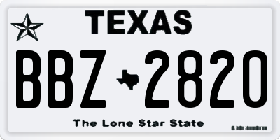 TX license plate BBZ2820
