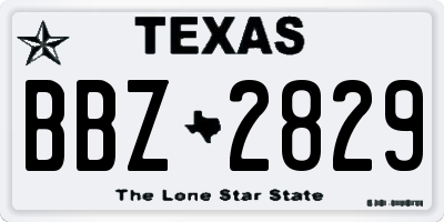 TX license plate BBZ2829