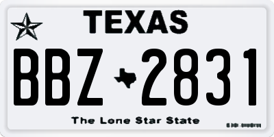 TX license plate BBZ2831