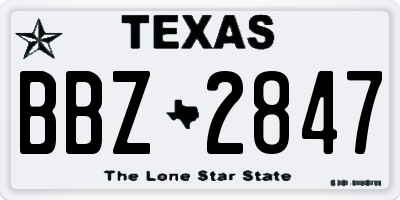 TX license plate BBZ2847