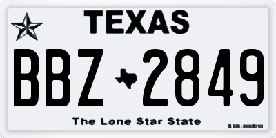 TX license plate BBZ2849