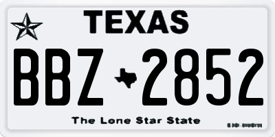 TX license plate BBZ2852