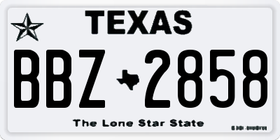 TX license plate BBZ2858