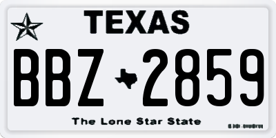 TX license plate BBZ2859
