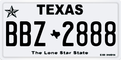 TX license plate BBZ2888