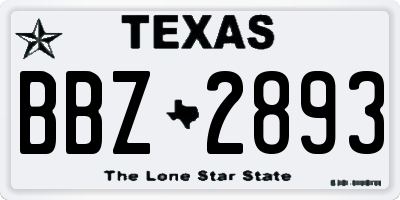 TX license plate BBZ2893