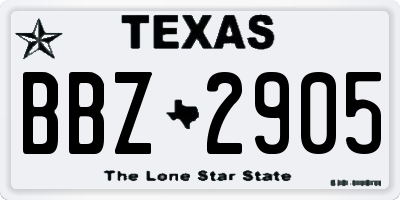 TX license plate BBZ2905