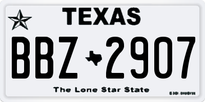 TX license plate BBZ2907