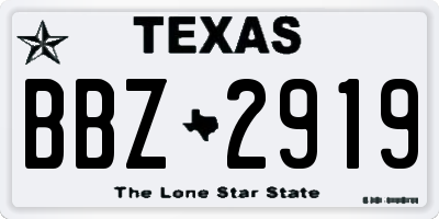 TX license plate BBZ2919