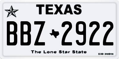 TX license plate BBZ2922