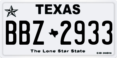 TX license plate BBZ2933