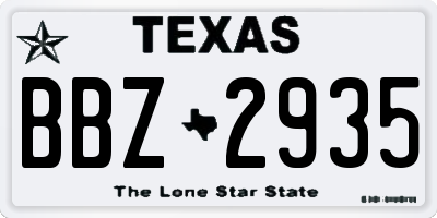 TX license plate BBZ2935