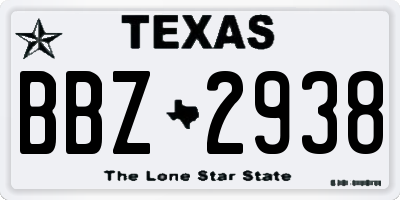 TX license plate BBZ2938