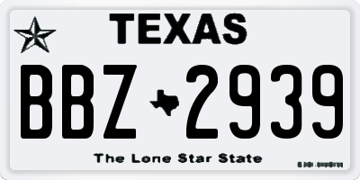TX license plate BBZ2939