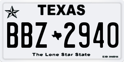 TX license plate BBZ2940