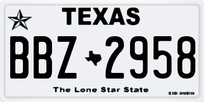 TX license plate BBZ2958