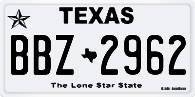TX license plate BBZ2962