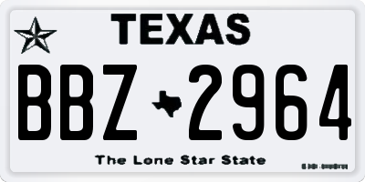 TX license plate BBZ2964