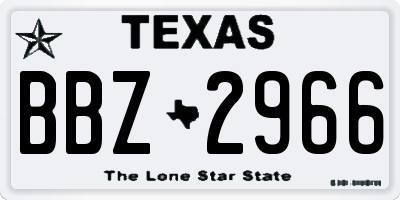 TX license plate BBZ2966