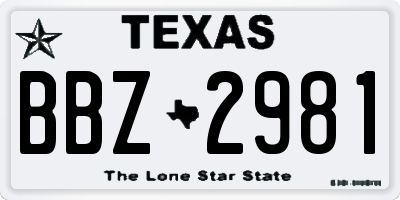 TX license plate BBZ2981