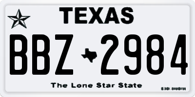 TX license plate BBZ2984