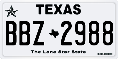 TX license plate BBZ2988