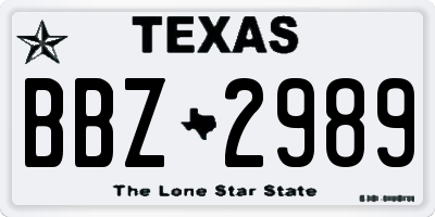 TX license plate BBZ2989