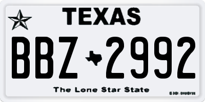 TX license plate BBZ2992